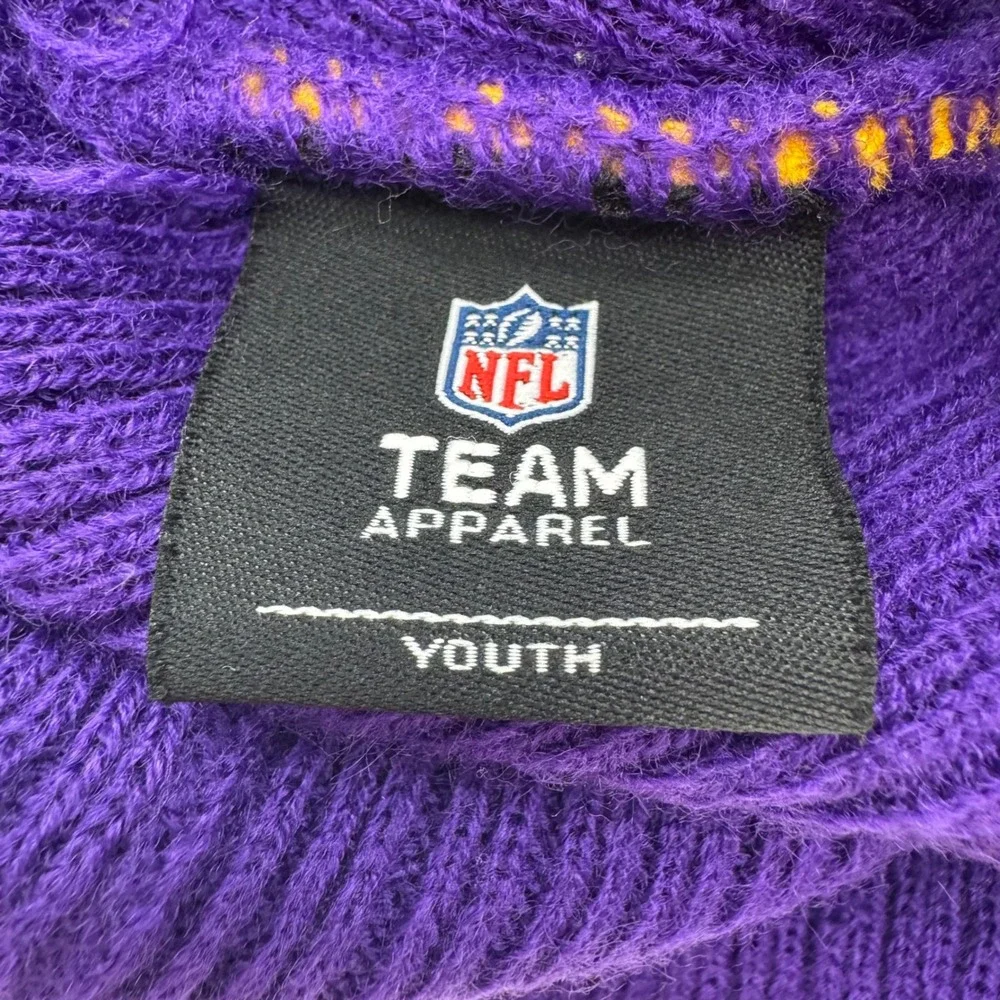 NFL Team Apparel Minnesota Vikings Youth Beanie Purple Knit Hat Kids Boys Girls